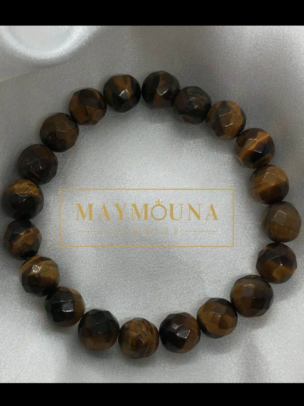 Unisex Stretchy Beaded Natural Tiger’s Eye Gemstone Bracelet